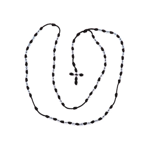 Clear Bead Rosary Necklace (Black Color)