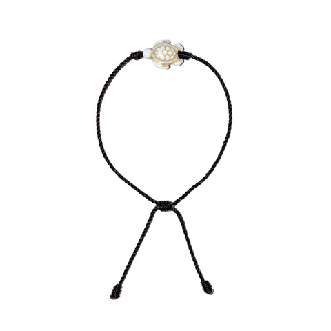 White Howlite Turtle Bracelet (Black String)