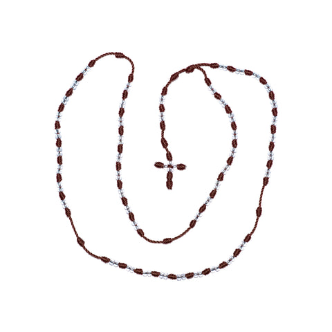 Clear Bead Rosary Necklace (Brown Color)
