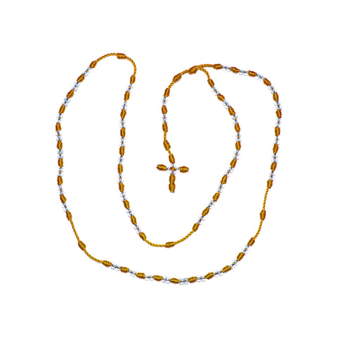 Clear Bead Rosary Necklace (Gold Color)