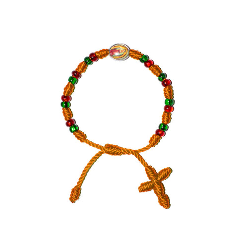 Virgen De Guadalupe Baby Rosary Bracelet (Neon Orange Color)