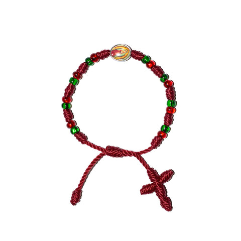 Virgen De Guadalupe Baby Rosary Bracelet (Burgundy Color)