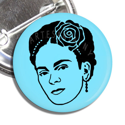Frida Kahlo Button (Blue)
