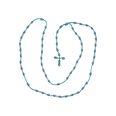 Clear Bead Rosary Necklace (Light Blue Color)