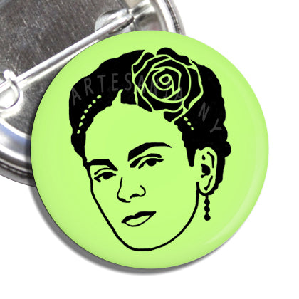 Frida Kahlo Button (Lime Green)