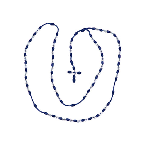 Clear Bead Rosary Necklace (Navy Color)