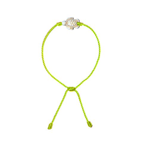 White Howlite Turtle Bracelet (Neon Yellow String)