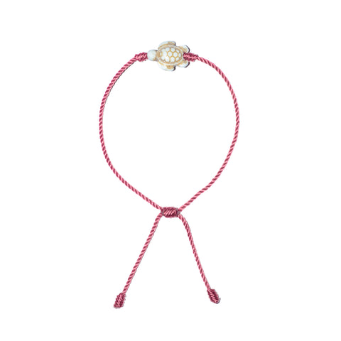 White Howlite Turtle Bracelet (Pink String)