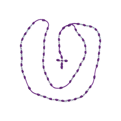 Clear Bead Rosary Necklace (Purple Color)