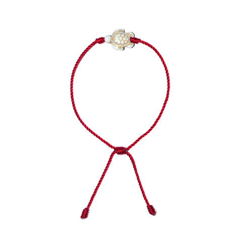 White Howlite Turtle Bracelet (Red String)
