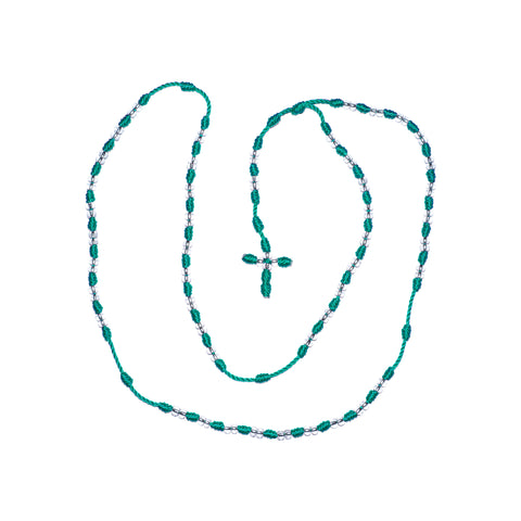 Clear Bead Rosary Necklace (Teal Color)