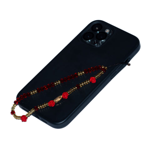 Red Roses Virgen De Guadalupe Phone Charm (Gold)