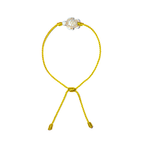 White Howlite Turtle Bracelet (Yellow String)