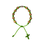 Silver Virgin Mary Sandalwood Bracelet (Neon Green String)