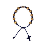 Silver Virgin Mary Sandalwood Bracelet (Navy String)