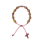 Silver Virgin Mary Sandalwood Bracelet (Pink String)