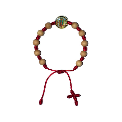 Virgen de Guadalupe Sandalwood Bracelet (Red String)