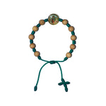 Virgen de Guadalupe Sandalwood Bracelet (Teal String)