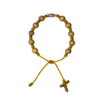 Silver Virgin Mary Sandalwood Bracelet (Yellow String)