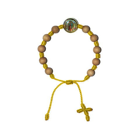 Virgen de Guadalupe Sandalwood Bracelet (Yellow String)