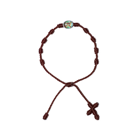 Saint Michael Archangel Rosary Bracelet (Brown Color)