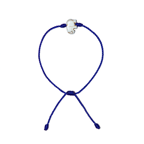 White Howlite Elephant Bracelet (Blue String)