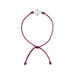 White Howlite Cross Bracelet (Burgundy String)