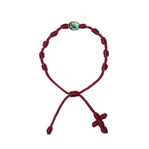 Saint Jude Rosary Bracelet (Burgundy Color)