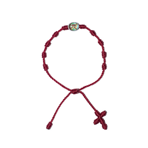 Saint Michael Archangel Rosary Bracelet (Burgundy Color)