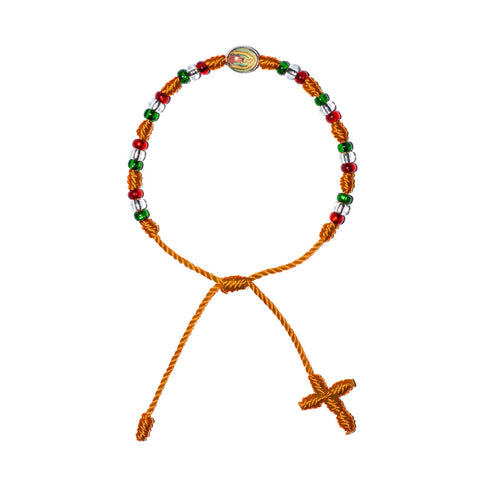 Virgen De Guadalupe Rosary Bracelet (Neon Orange Color)