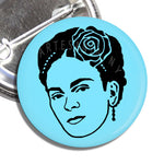 Frida Kahlo Button (Blue)