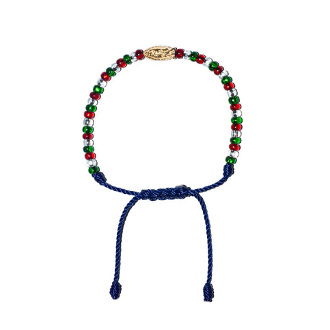 Gold Plated Virgen De Guadalupe Bracelet (Navy Color)