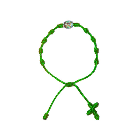 Saint Michael Archangel Rosary Bracelet (Neon Green Color)