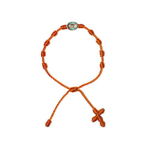 Saint Michael Archangel Rosary Bracelet (Neon Orange Color)