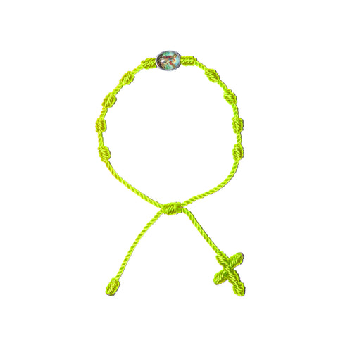 Saint Michael Archangel Rosary Bracelet (Neon Yellow Color)