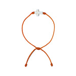 White Howlite Cross Bracelet (Neon Orange String)