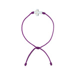 White Howlite Cross Bracelet (Purple String)