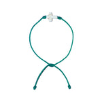 White Howlite Cross Bracelet (Teal String)