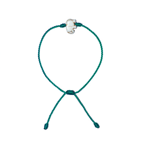 White Howlite Elephant Bracelet (Teal String)