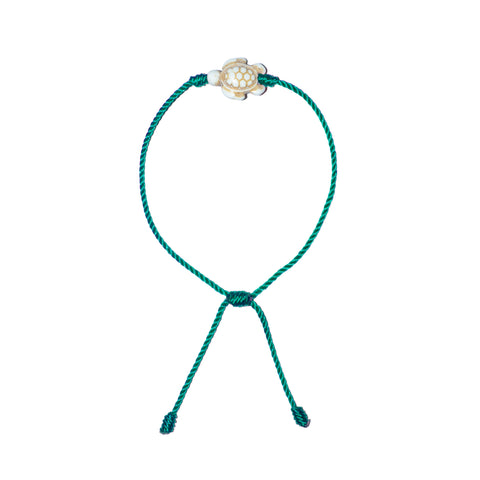 White Howlite Turtle Bracelet (Teal String)