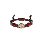 Gold Plated Virgen De Guadalupe Beaded Macrame Bracelet (Brown Color)