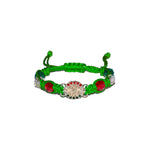 Gold Plated Virgen De Guadalupe Beaded Macrame Bracelet (Neon Green Color)