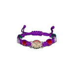 Gold Plated Virgen De Guadalupe Beaded Macrame Bracelet (Purple Color)