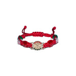 Gold Plated Virgen De Guadalupe Beaded Macrame Bracelet (Red Color)