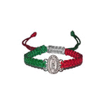 Silver Virgen De Guadalupe Macrame Bracelet - Style No.2 (Tri Color)